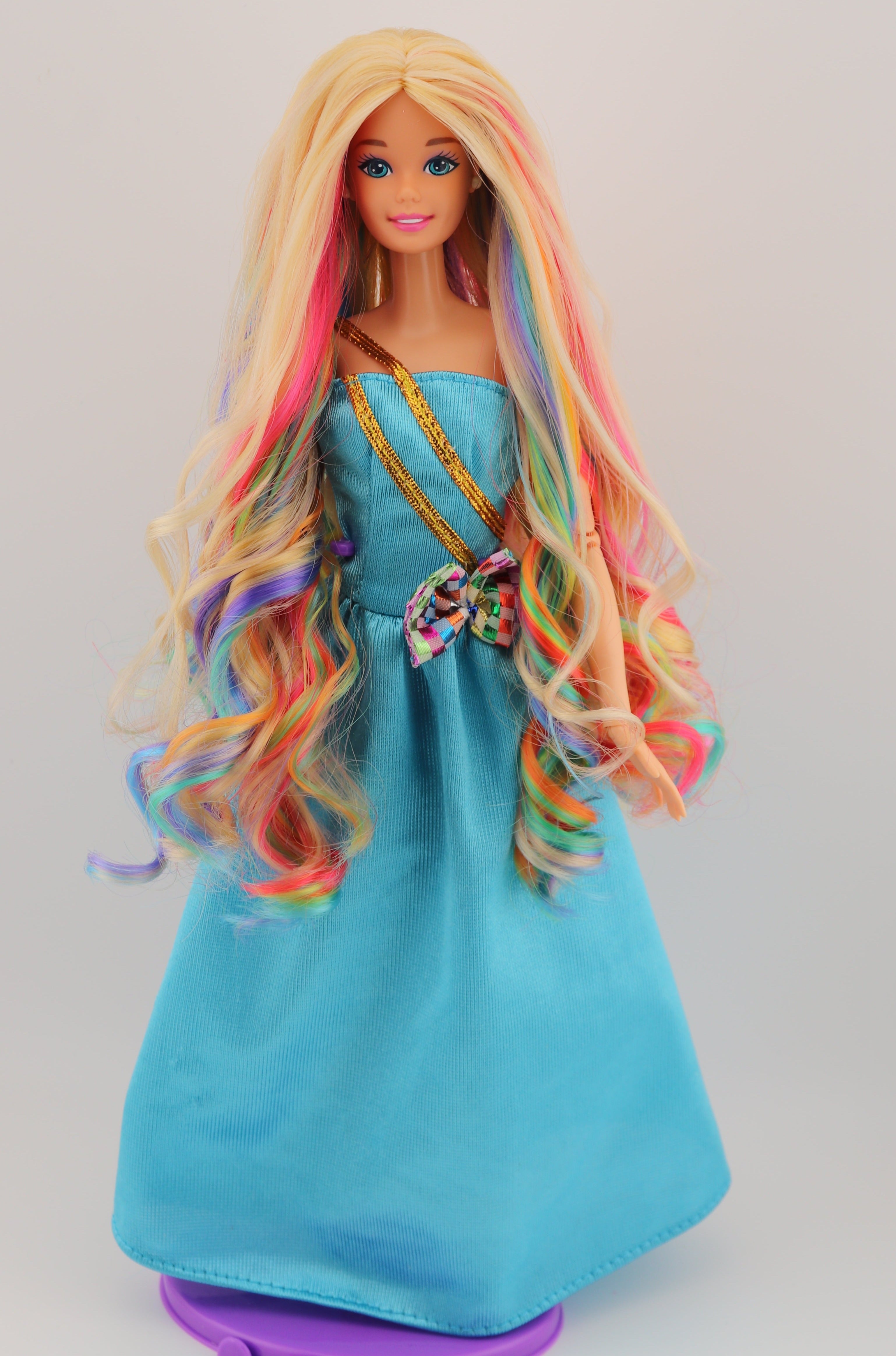 Custom Rerooted 90s Skating Star Barbie with Rainbow Hair Twiggy s Doll Hospital