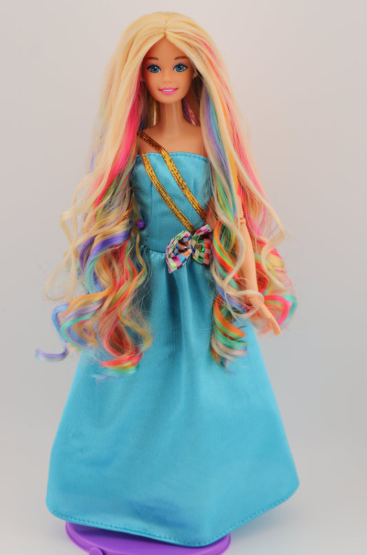 Custom Rerooted 90s Skating Star Barbie with Rainbow Hair