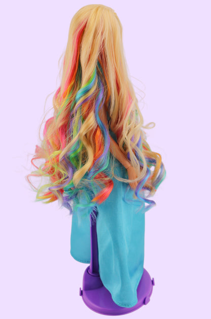 Custom Rerooted 90s Skating Star Barbie with Rainbow Hair