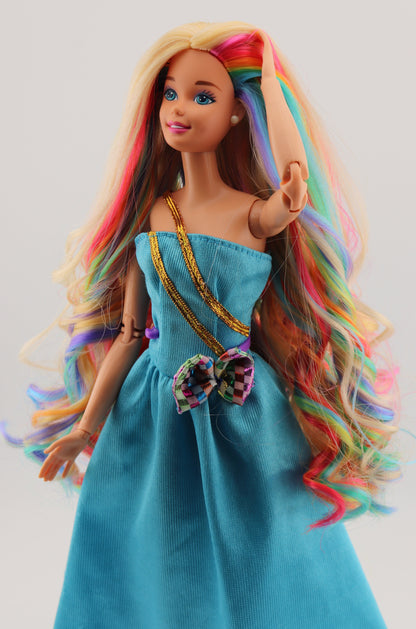 Custom Rerooted 90s Skating Star Barbie with Rainbow Hair