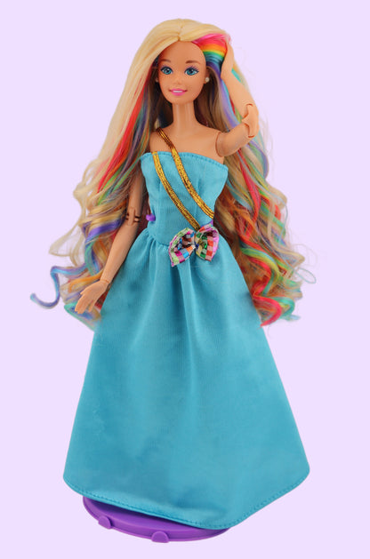 Custom Rerooted 90s Skating Star Barbie with Rainbow Hair
