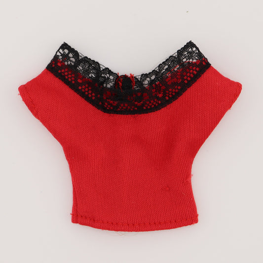 Red Crop Top with Black Lace