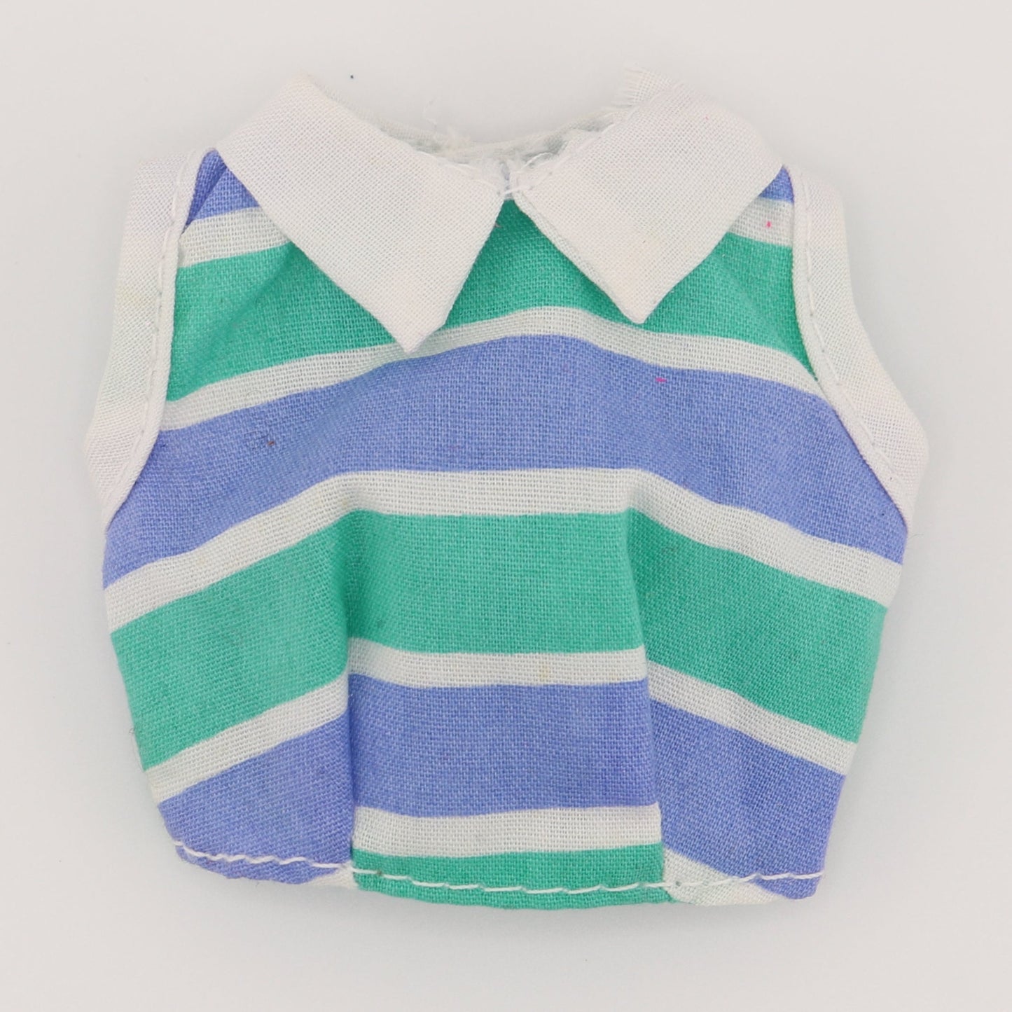 Blue and Green Striped Collared Crop Top