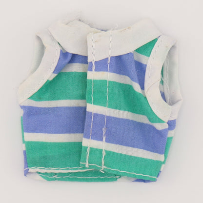 Blue and Green Striped Collared Crop Top