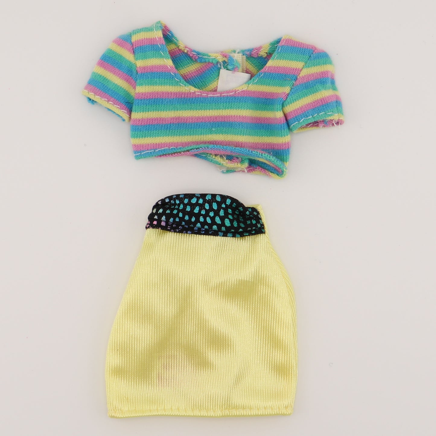 Multi Color Pastel Striped Crop Top and Yellow Skirt