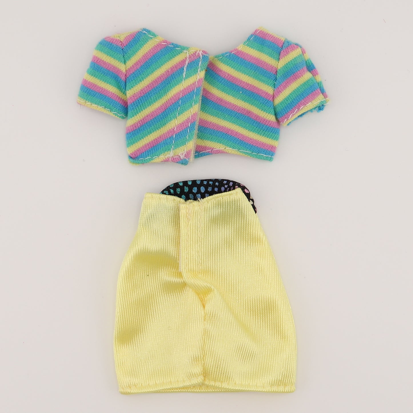 Multi Color Pastel Striped Crop Top and Yellow Skirt