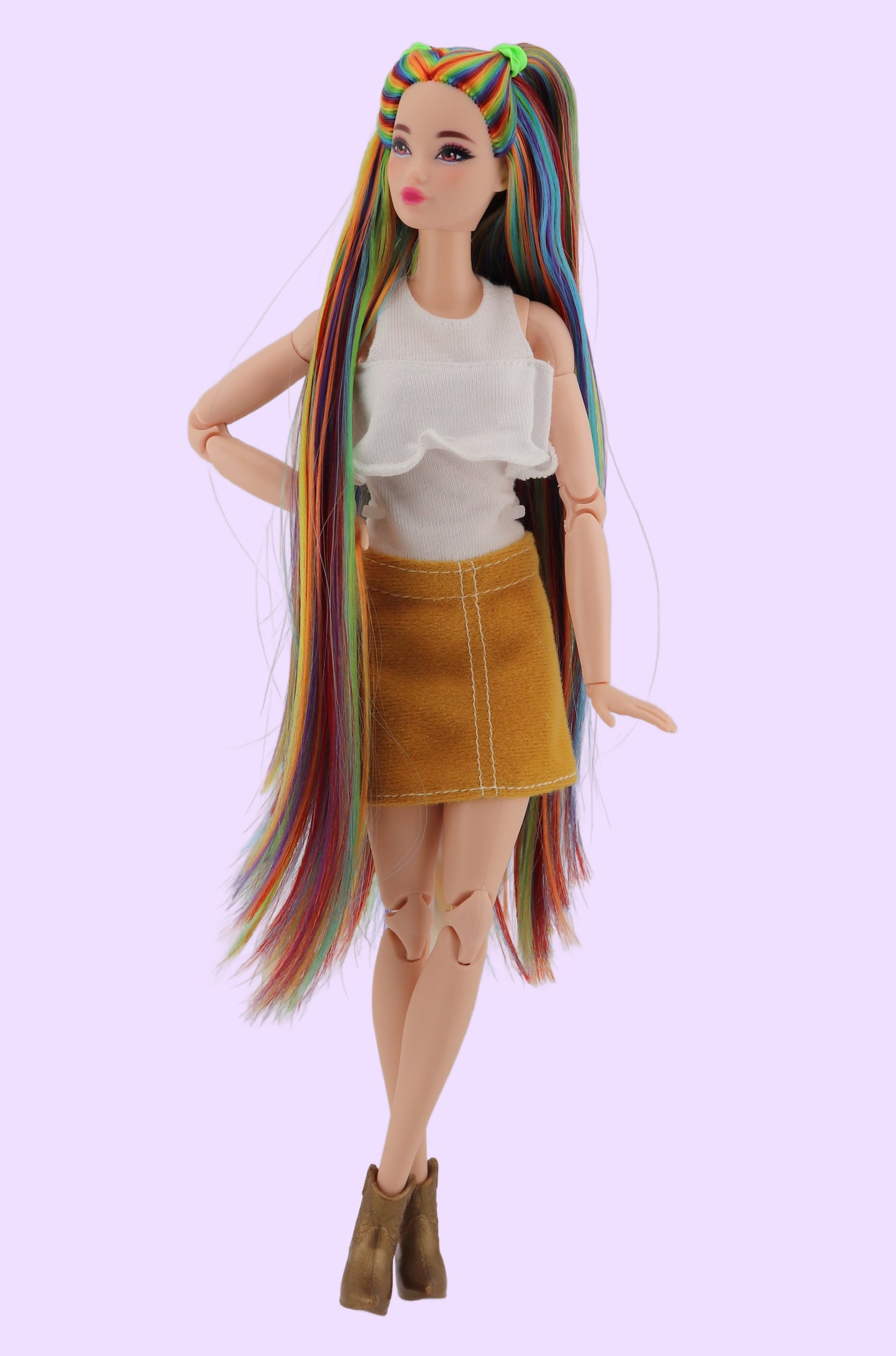 Bold Rainbow Hair Custom Odile Barbie Rerooted