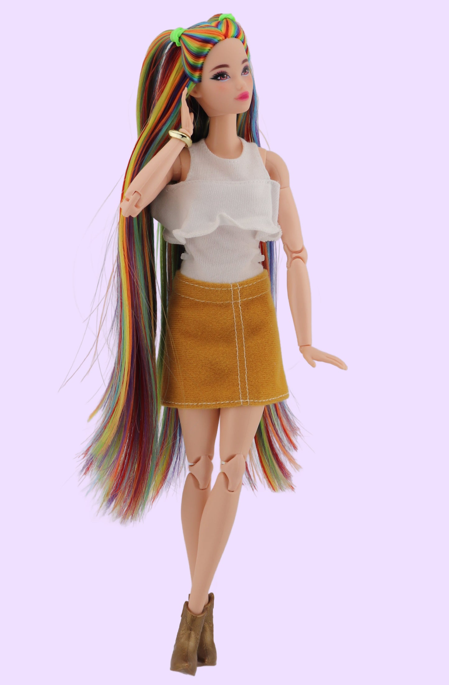 Bold Rainbow Hair Custom Odile Barbie Rerooted
