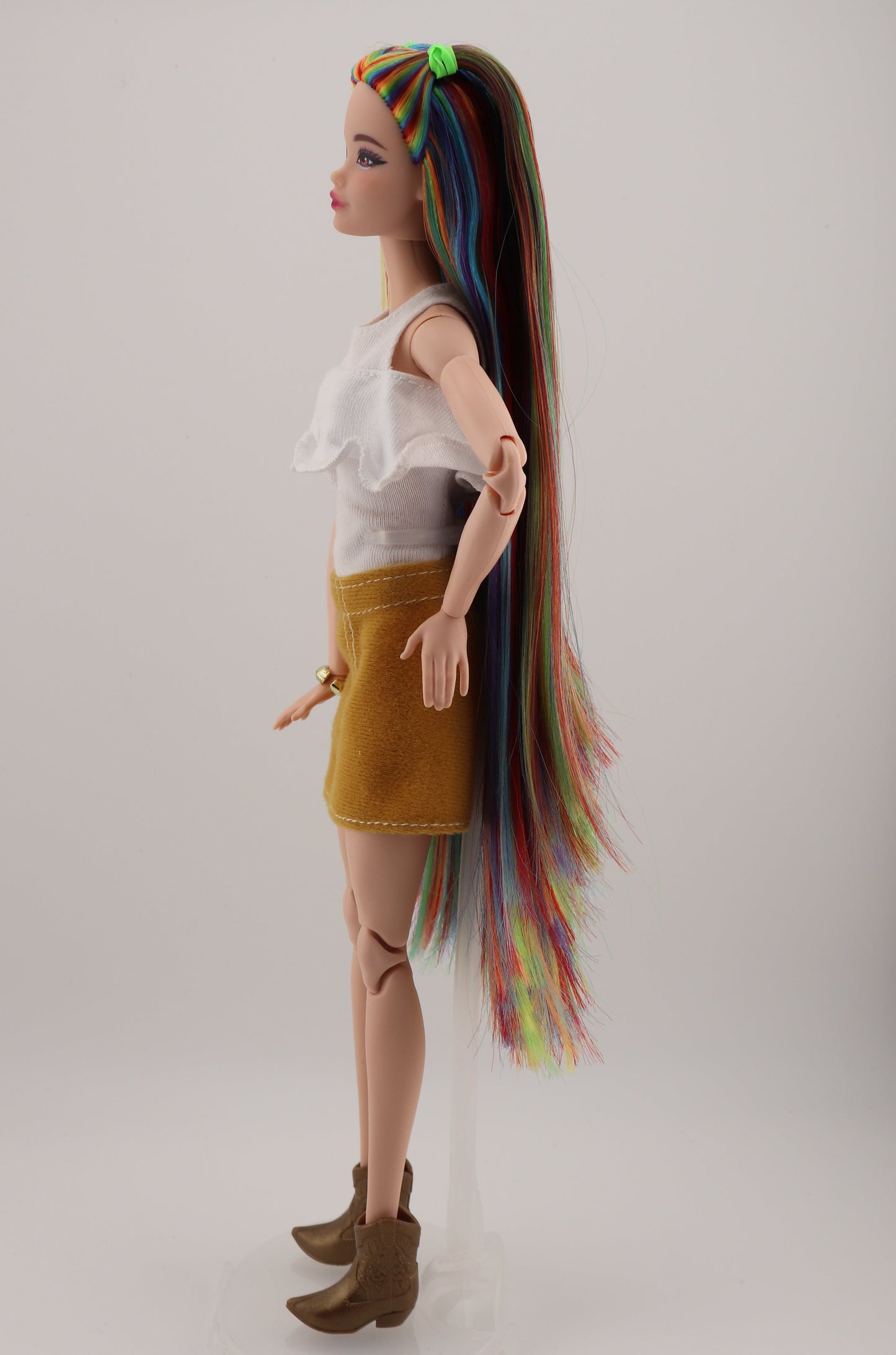 Bold Rainbow Hair Custom Odile Barbie Rerooted