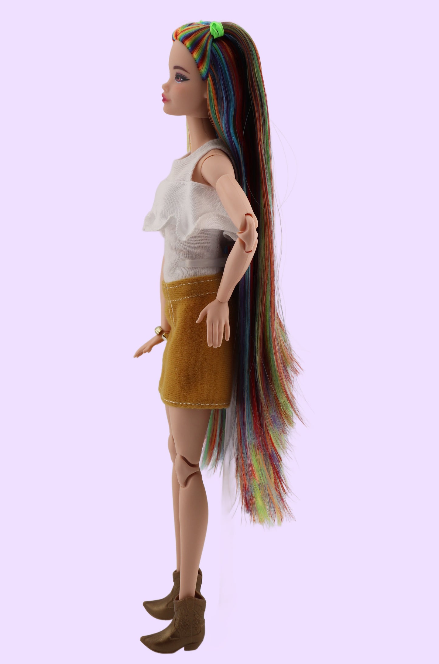 Bold Rainbow Hair Custom Odile Barbie Rerooted