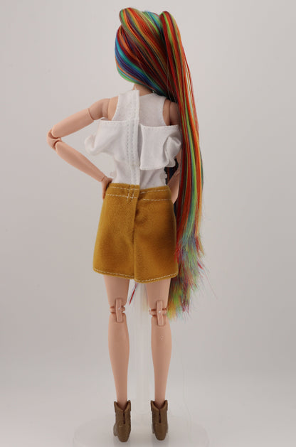 Bold Rainbow Hair Custom Odile Barbie Rerooted