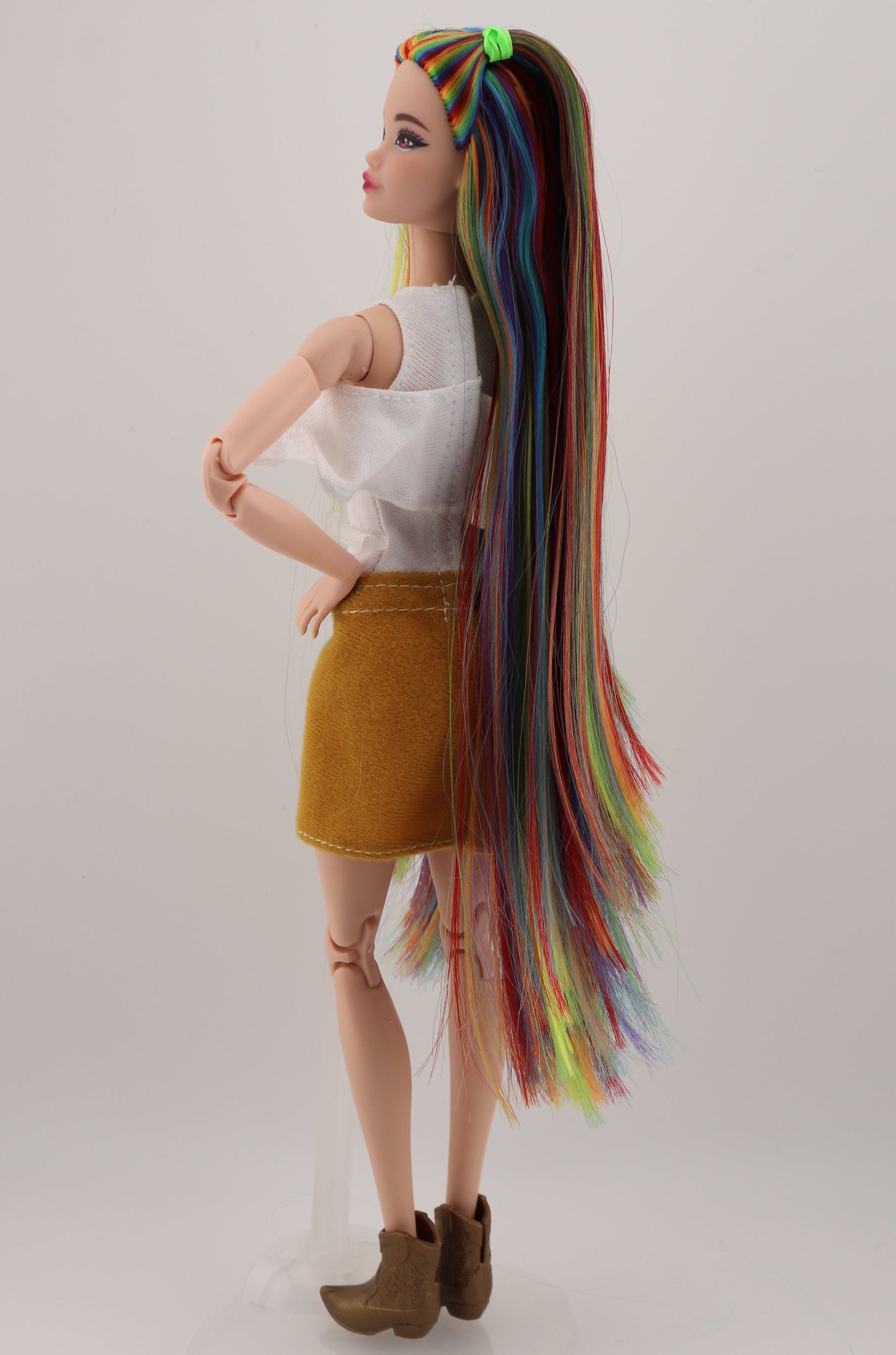 Bold Rainbow Hair Custom Odile Barbie Rerooted