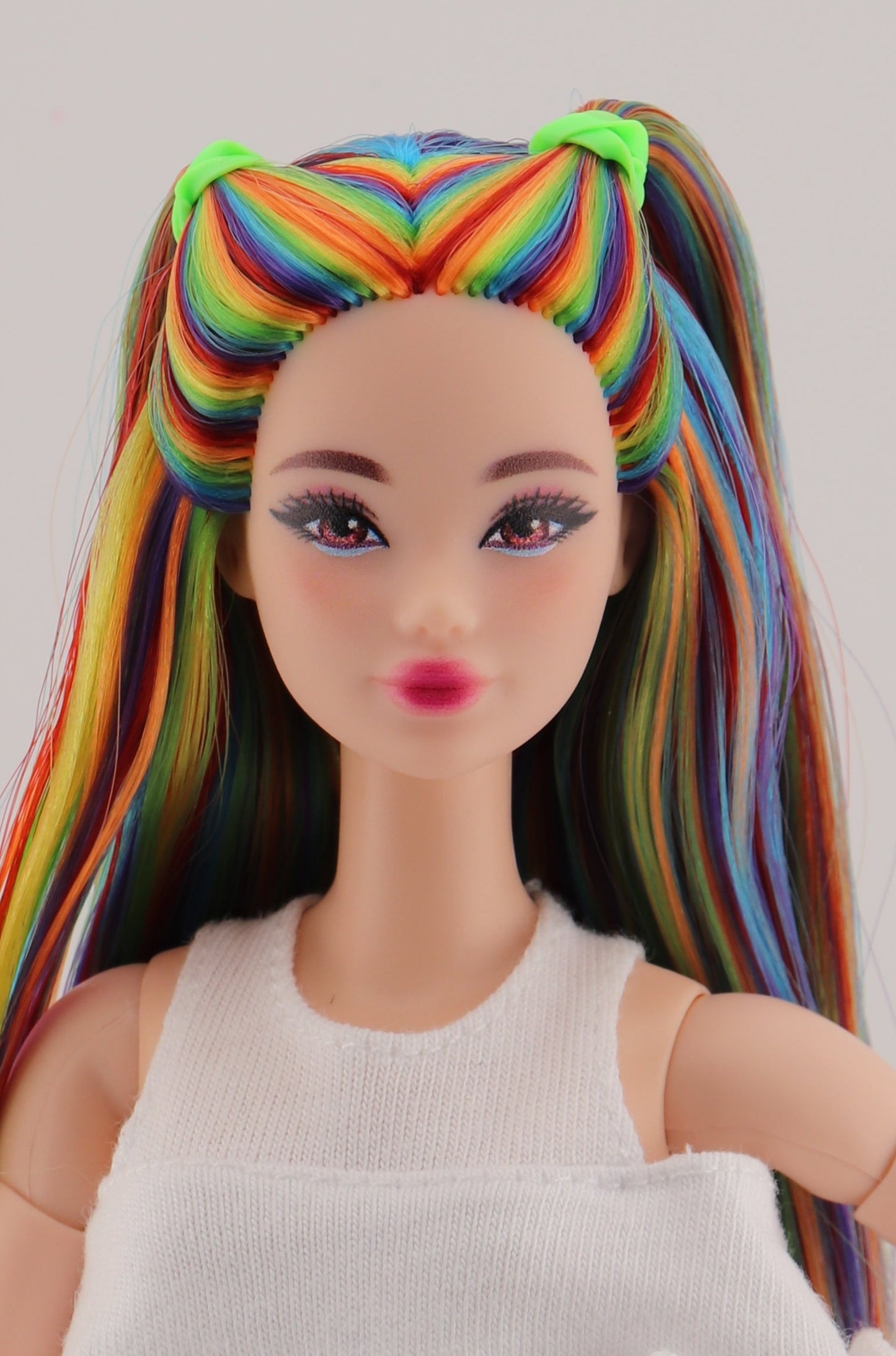 Bold Rainbow Hair Custom Odile Barbie Rerooted