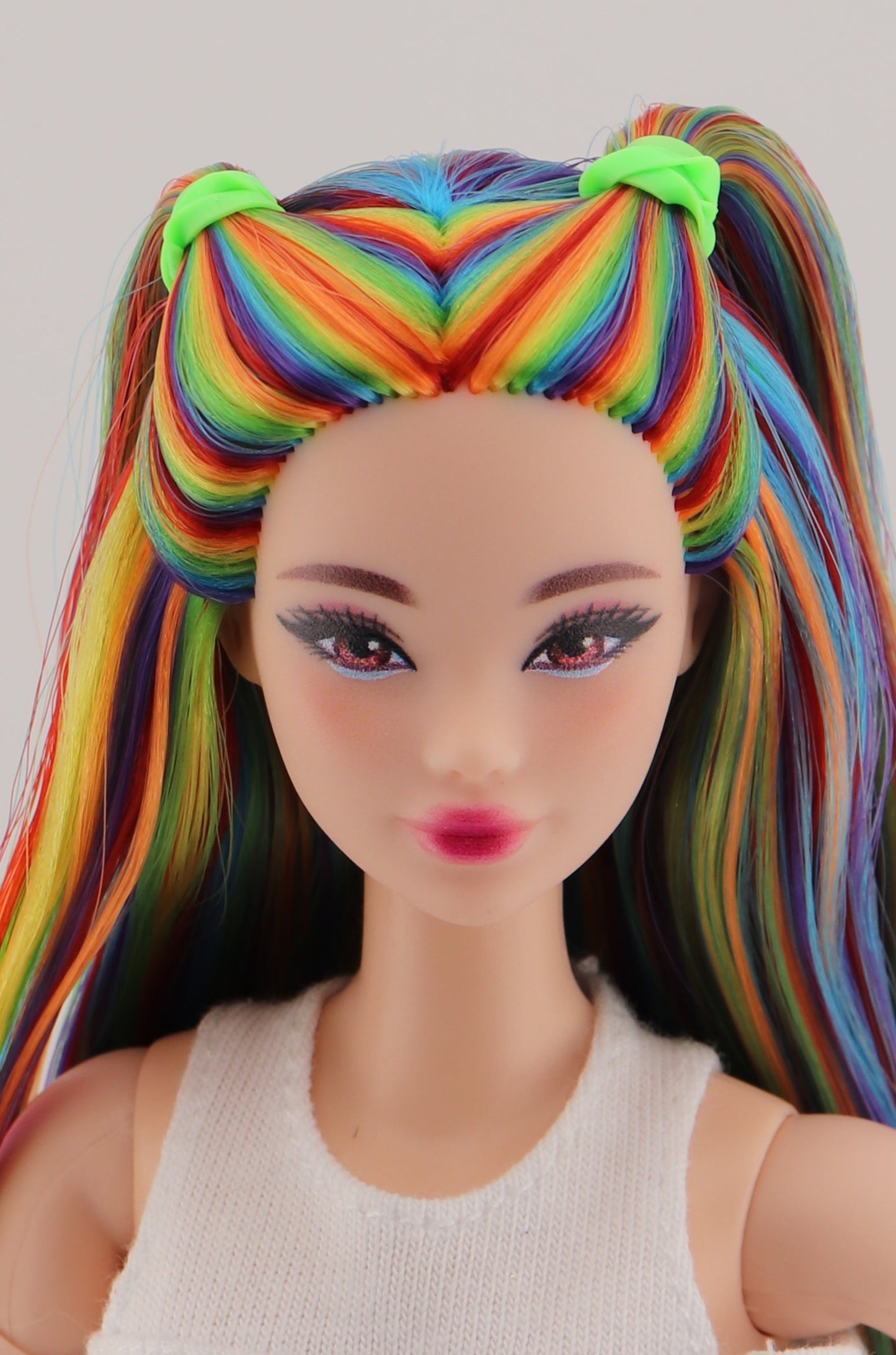 Bold Rainbow Hair Custom Odile Barbie Rerooted