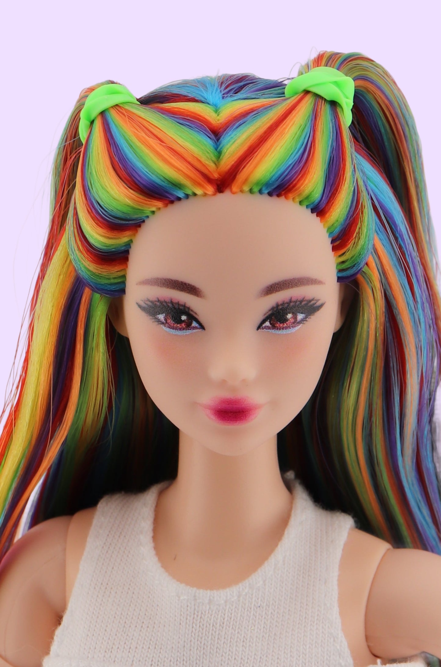 Bold Rainbow Hair Custom Odile Barbie Rerooted