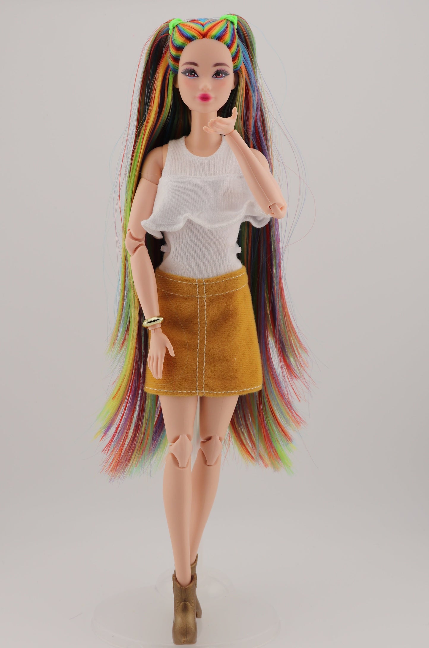 Bold Rainbow Hair Custom Odile Barbie Rerooted