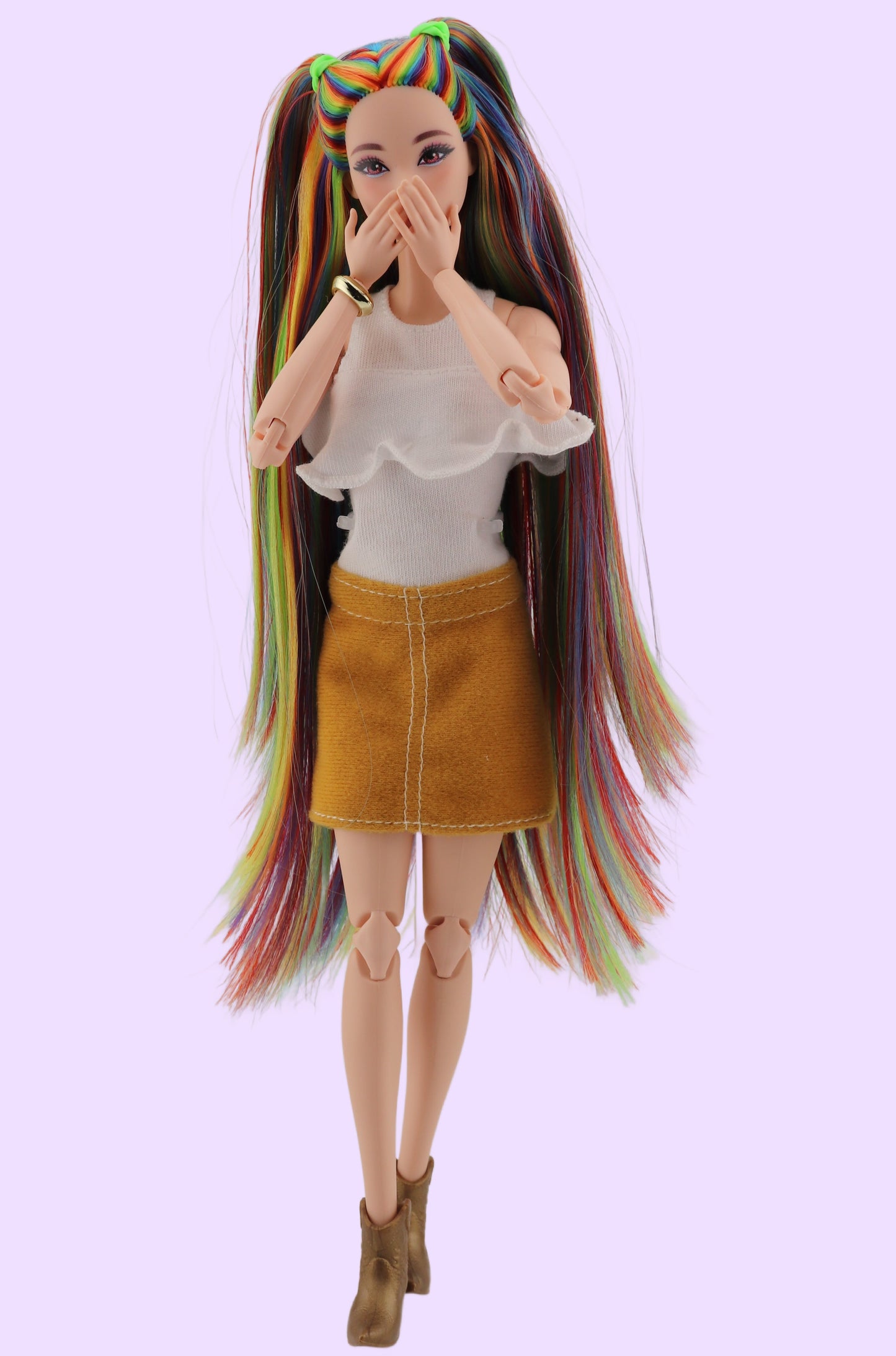 Bold Rainbow Hair Custom Odile Barbie Rerooted