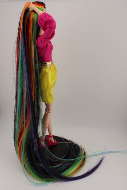 Barbie Looks #19 Custom Reroot Extra Long Black and Rainbow Hair!