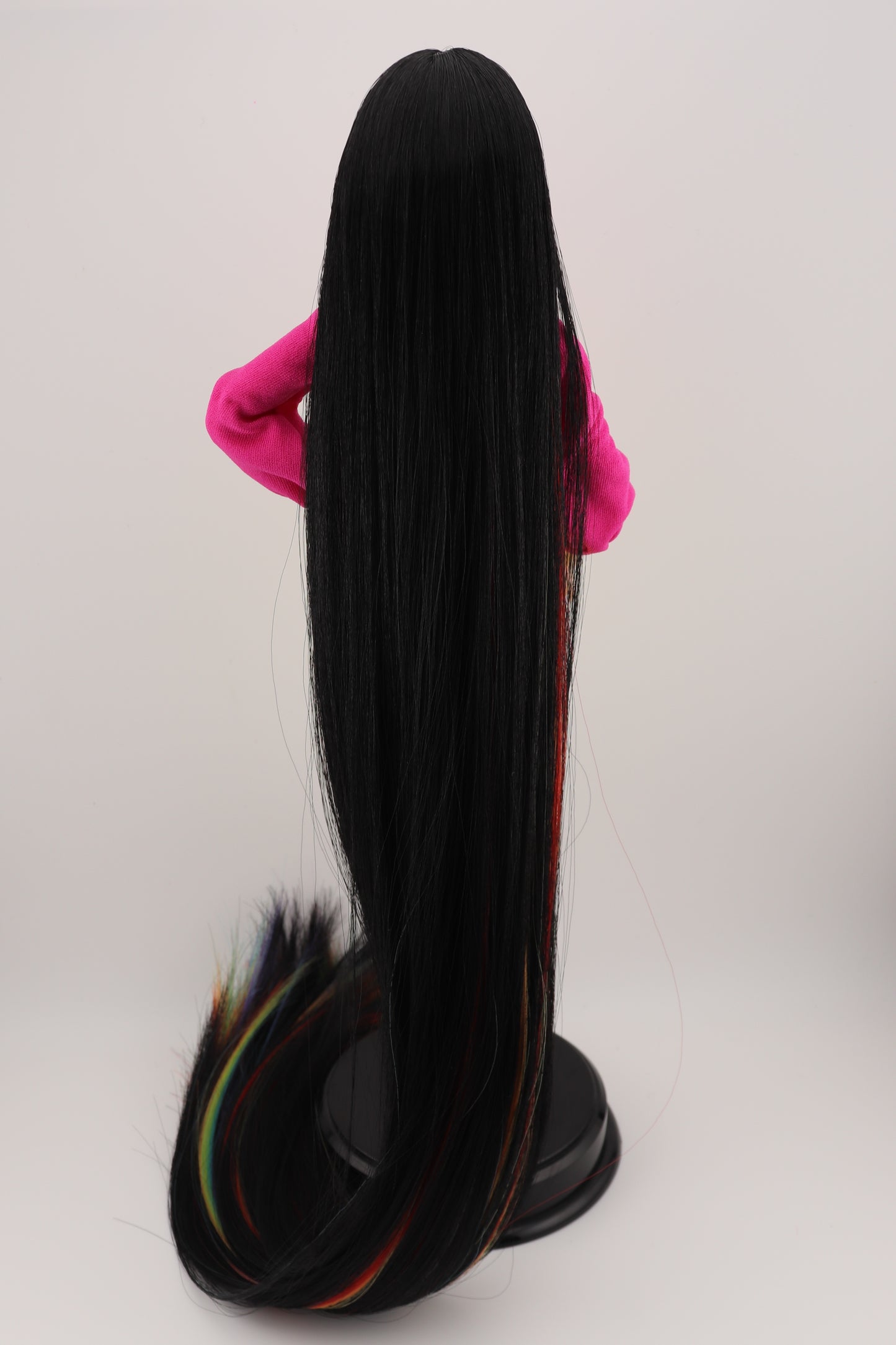 Barbie Looks #19 Custom Reroot Extra Long Black and Rainbow Hair!