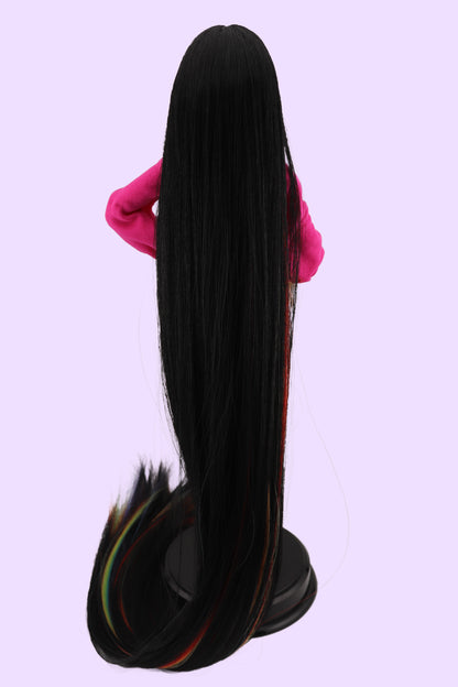 Barbie Looks #19 Custom Reroot Extra Long Black and Rainbow Hair!