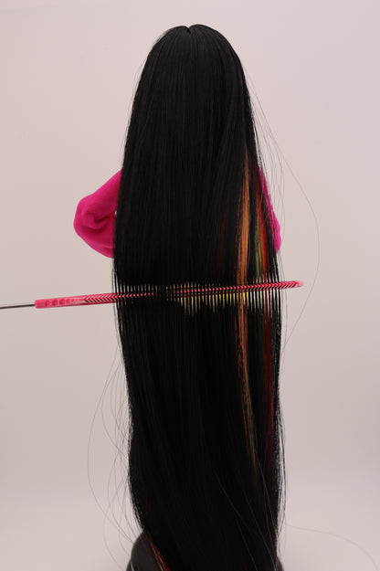 Barbie Looks #19 Custom Reroot Extra Long Black and Rainbow Hair!