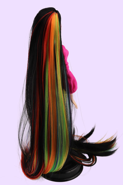 Barbie Looks #19 Custom Reroot Extra Long Black and Rainbow Hair!