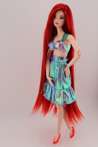 Barbie as Ariel The Little Mermaid Custom Rerooted Red Hair Odile