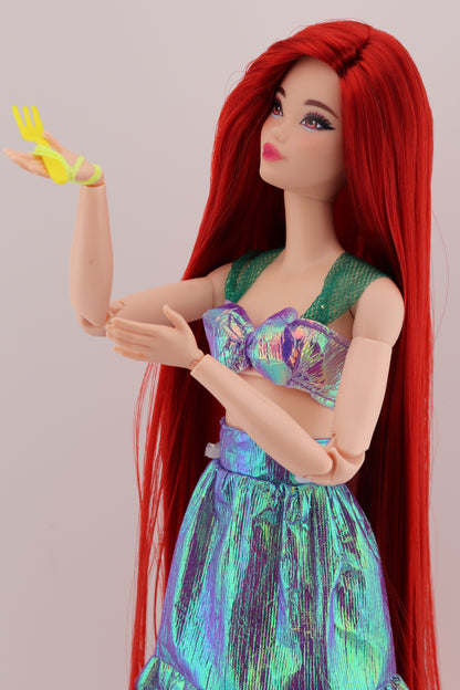 Barbie as Ariel The Little Mermaid Custom Rerooted Red Hair Odile