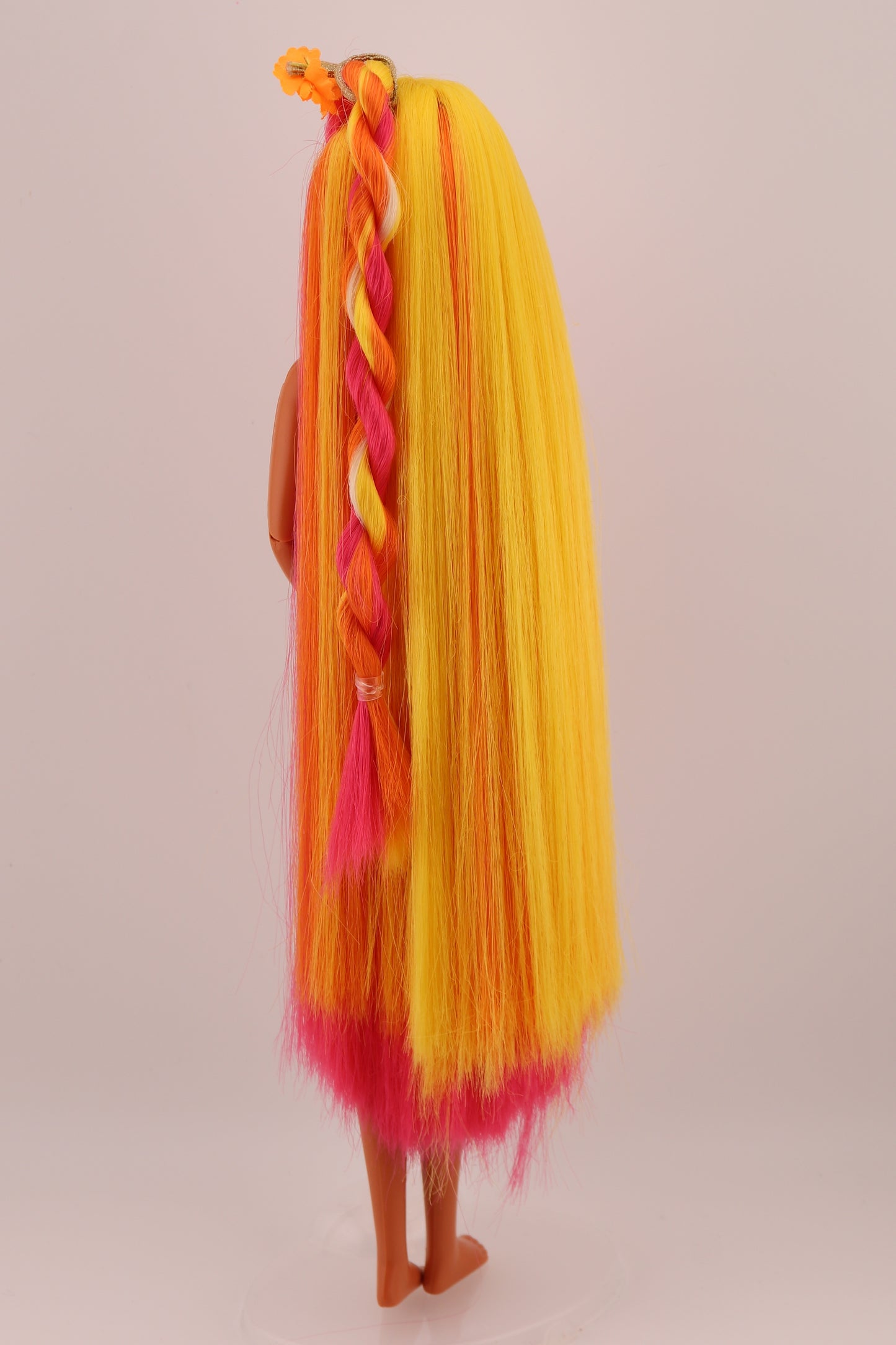 Hula Hair Barbie Pink Yellow and Orange Hair (1996) #2