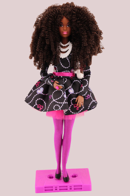 Barbie Rewind 80s Edition Rerooted with Curly Coiled Brown Hair