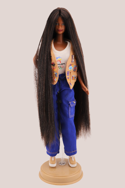 Rerooted 2000s Barbie Black and Brown Long Hair