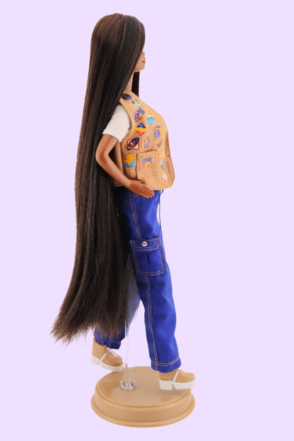 Rerooted 2000s Barbie Black and Brown Long Hair