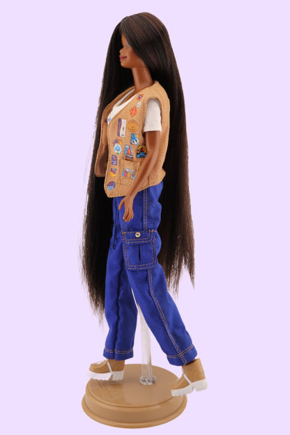 Rerooted 2000s Barbie Black and Brown Long Hair