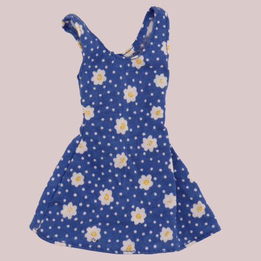 Blue Daisy Print Sun Dress