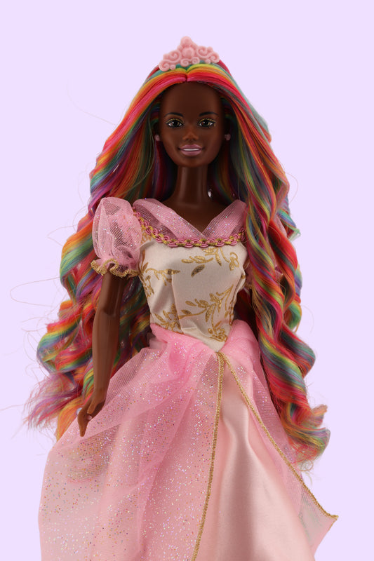 Pastel Rainbow Barbie Reroot on Christie Face