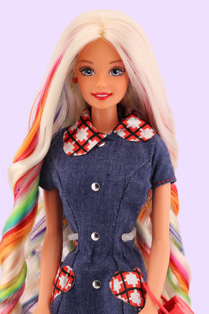 Custom Platinum Barbie with Peek-A-Boo Rainbow Hair