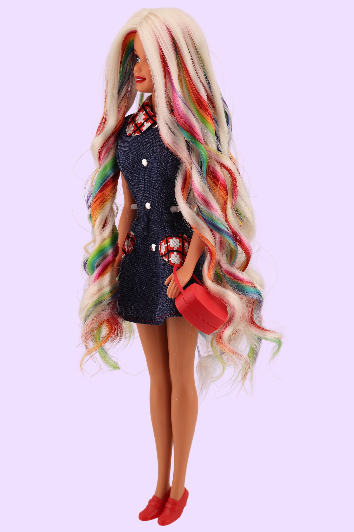 Custom Platinum Barbie with Peek-A-Boo Rainbow Hair