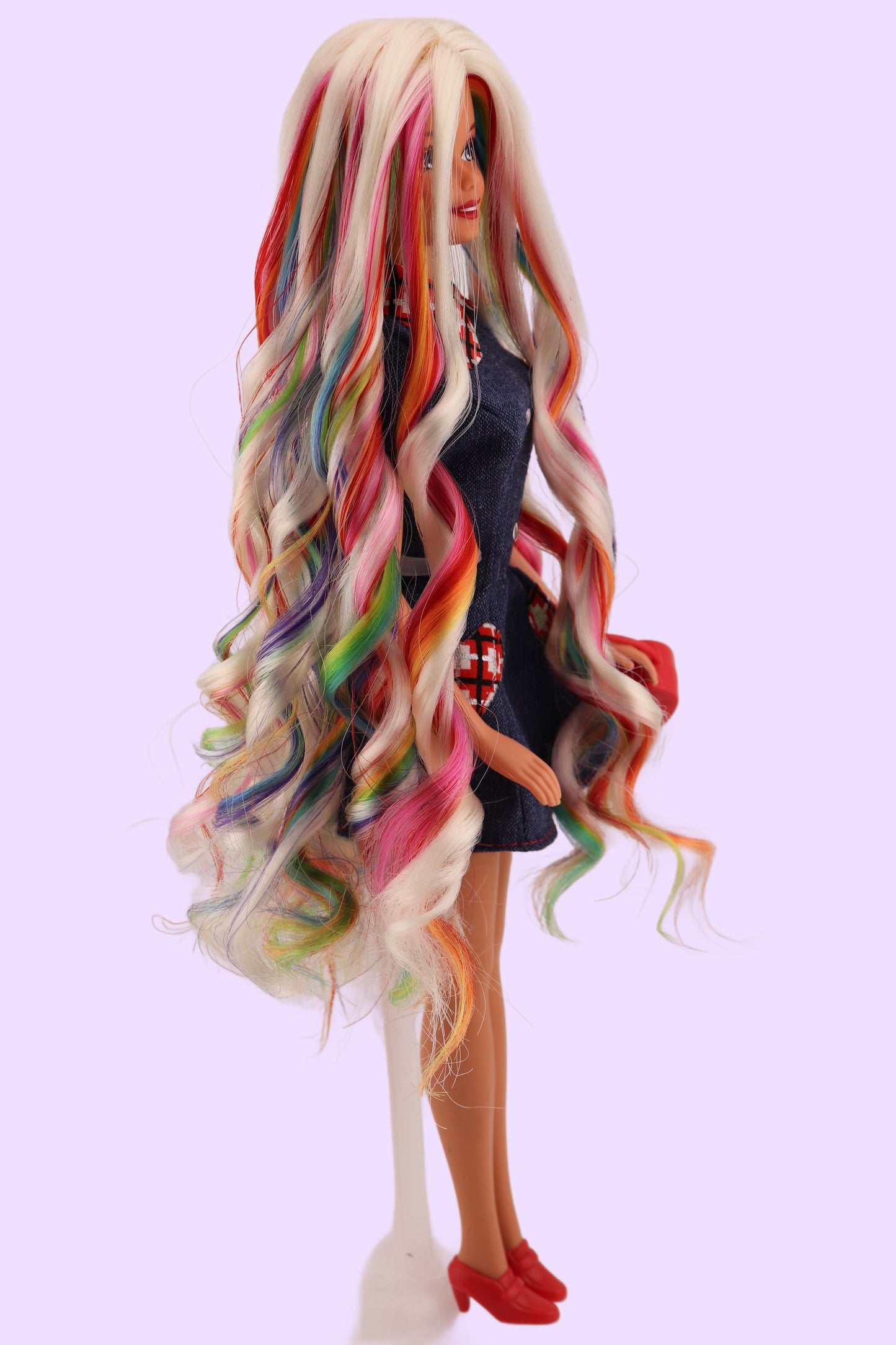 Custom Platinum Barbie with Peek-A-Boo Rainbow Hair