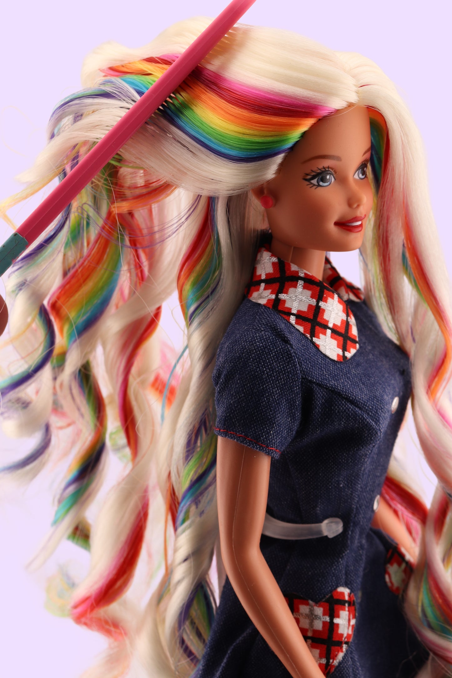 Custom Platinum Barbie with Peek-A-Boo Rainbow Hair