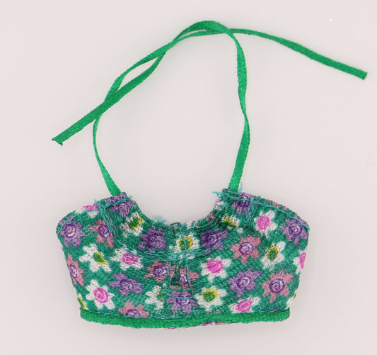 Green Floral Print Halter Top