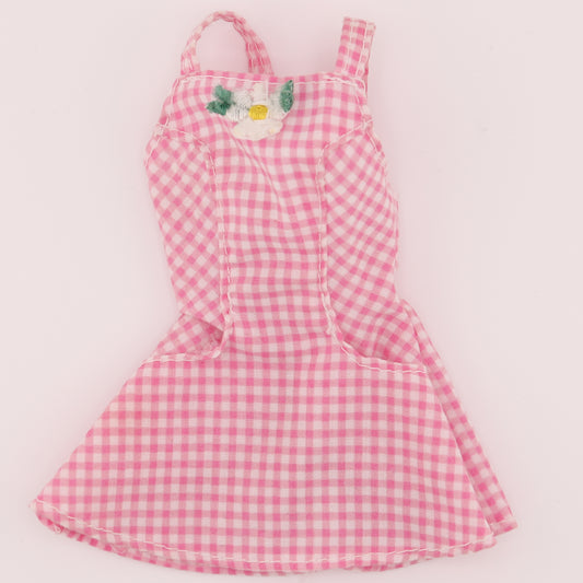 Pink Gingham Dress with Flower