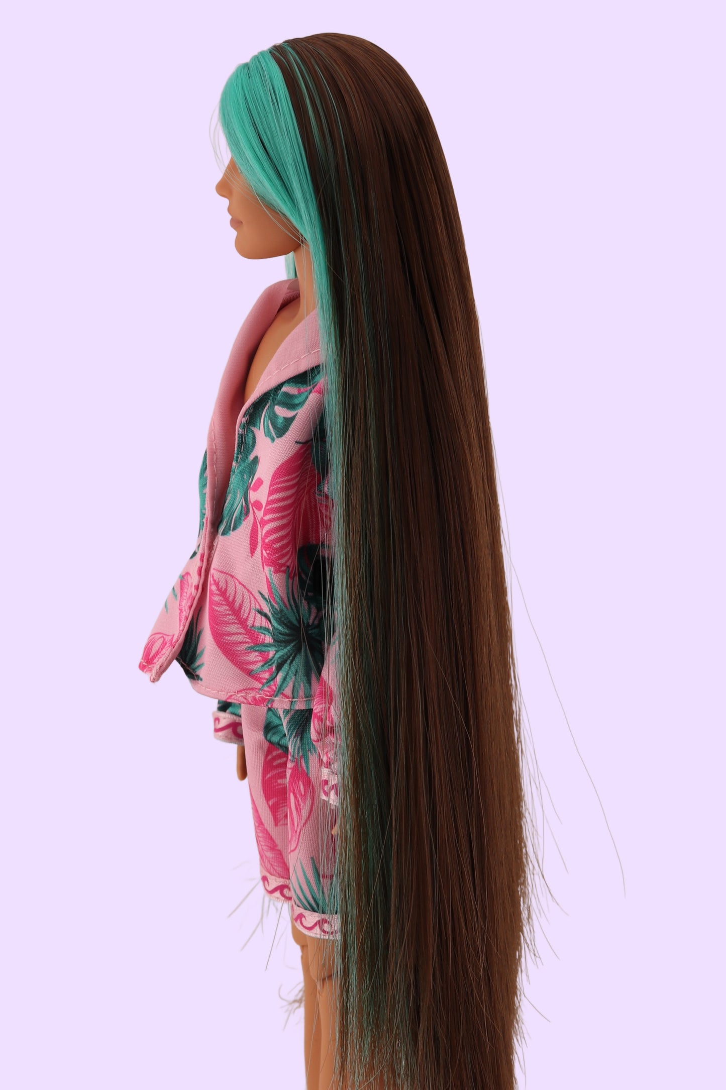 Extra Fly Ken Rerooted Brown and Turquoise Hair