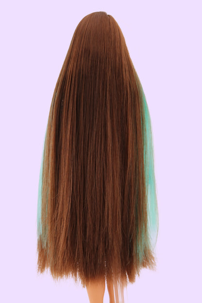 Extra Fly Ken Rerooted Brown and Turquoise Hair