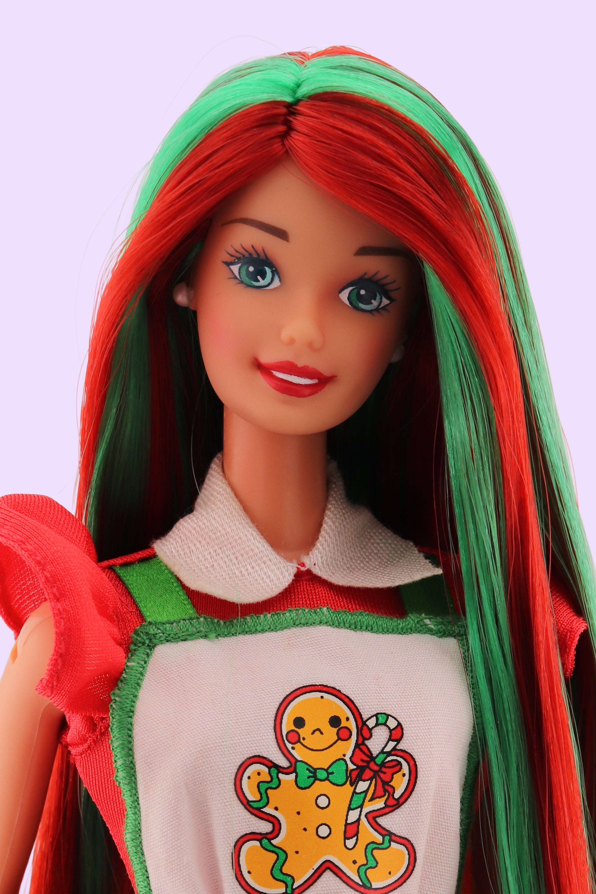 holiday barbie green dress 1995 Happy Holidays BARBIE DOLL Christmas Holly Green Dress Mattel no shoes