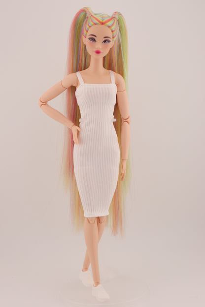 Ethereal Pastel Rainbow Hair Odile Barbie Reroot