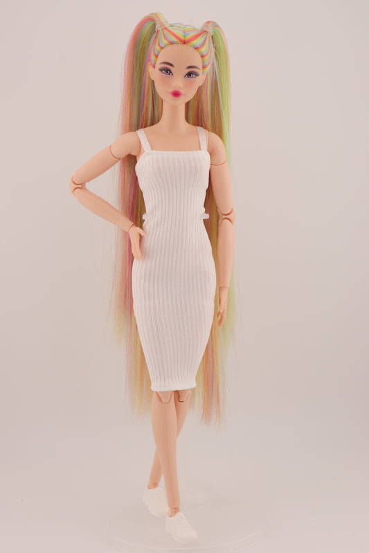 Ethereal Pastel Rainbow Hair Odile Barbie Reroot