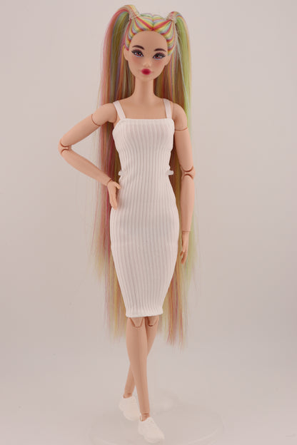 Ethereal Pastel Rainbow Hair Odile Barbie Reroot