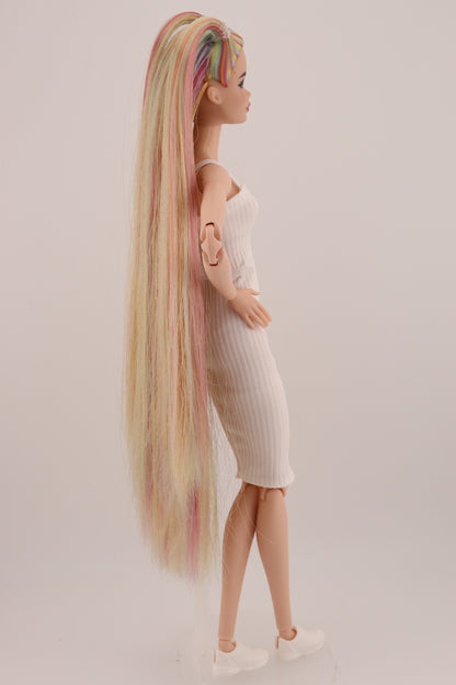 Ethereal Pastel Rainbow Hair Odile Barbie Reroot
