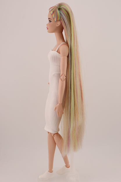 Ethereal Pastel Rainbow Hair Odile Barbie Reroot