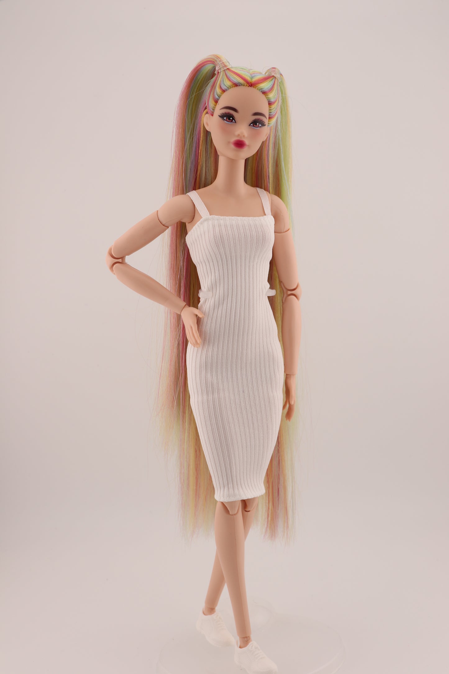 Ethereal Pastel Rainbow Hair Odile Barbie Reroot